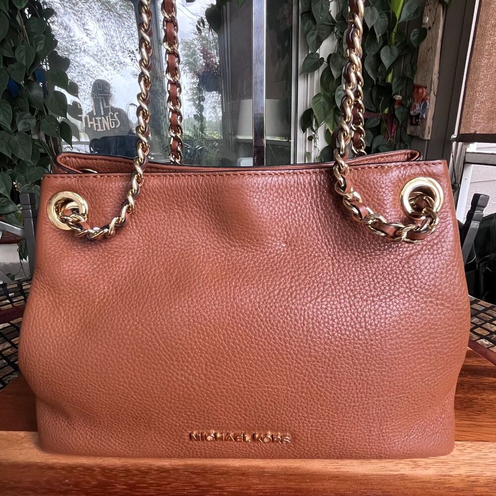 Michael Kors Jet Set Chain Brown Leather Shoulder Bag EUC